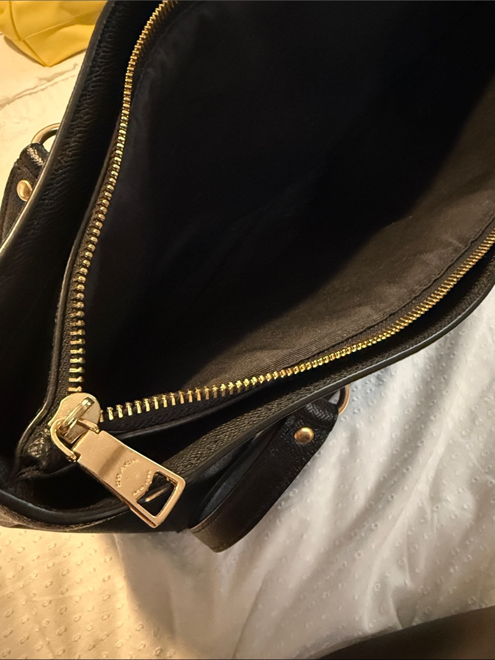 Coach Black Leather Laptop Tote with Gold Hardware - Picture 6 of 11